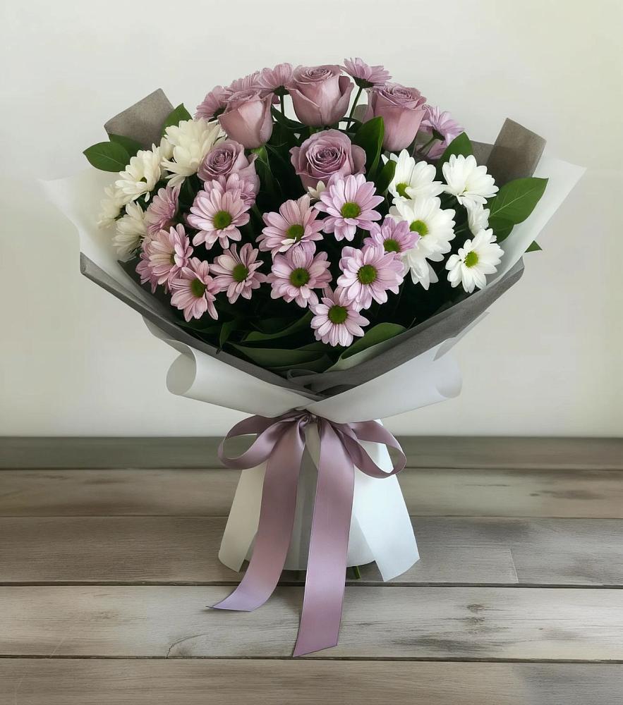 Букет цветов из: Хризантемы и Розы в Витязево