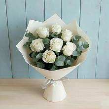 Букет Белые розы в Эвкалипте #REPLACE_PRED# Витязево